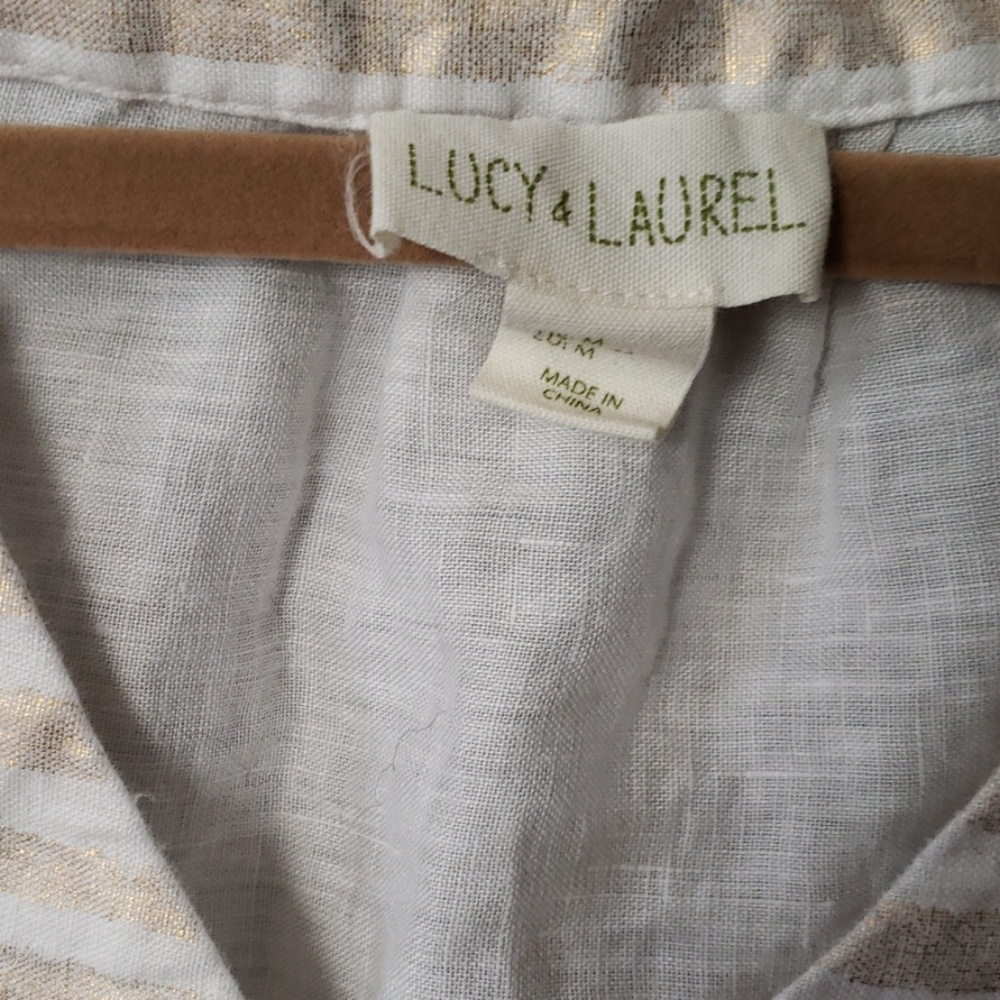 Gold and white sleeveless top